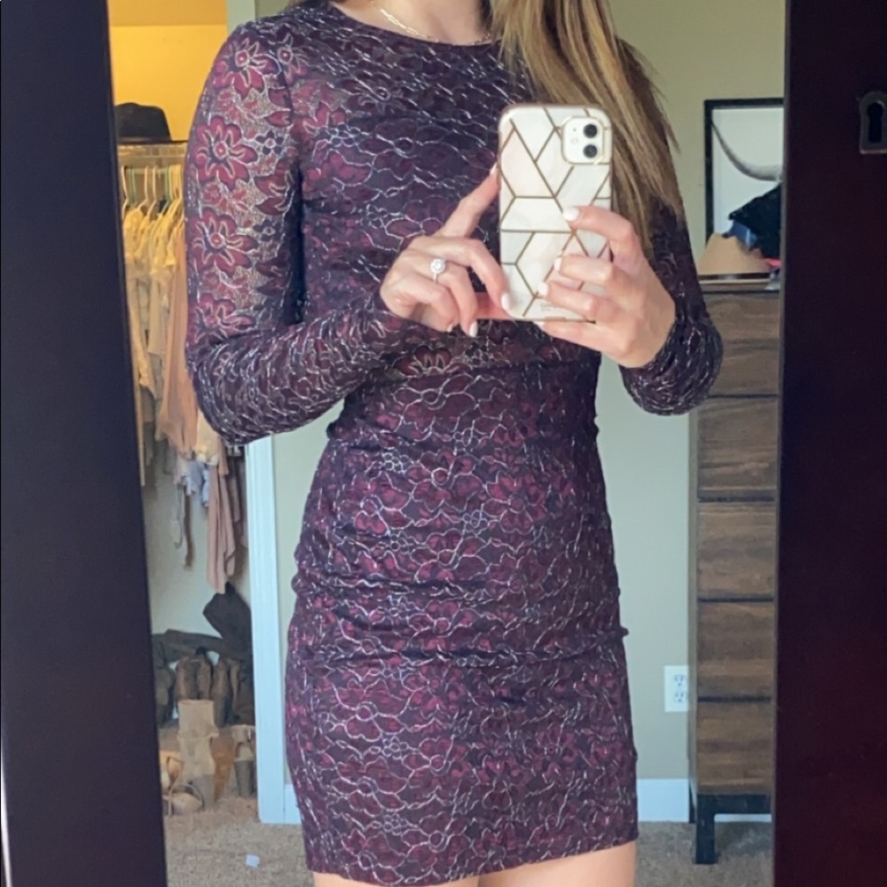 Long sleeve dark purple dress